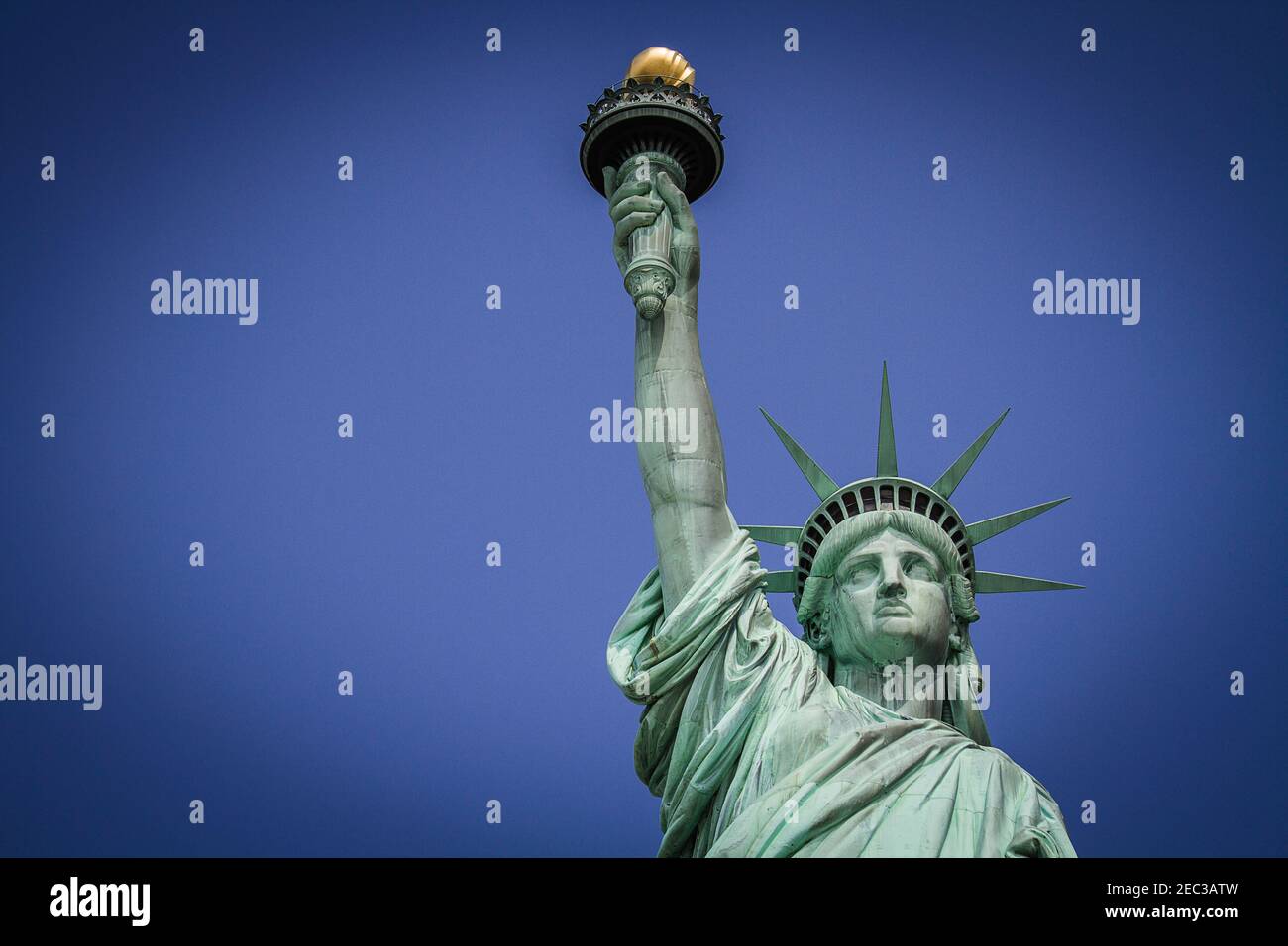 A close up image of the Statue of Liberty front side Stock Photo