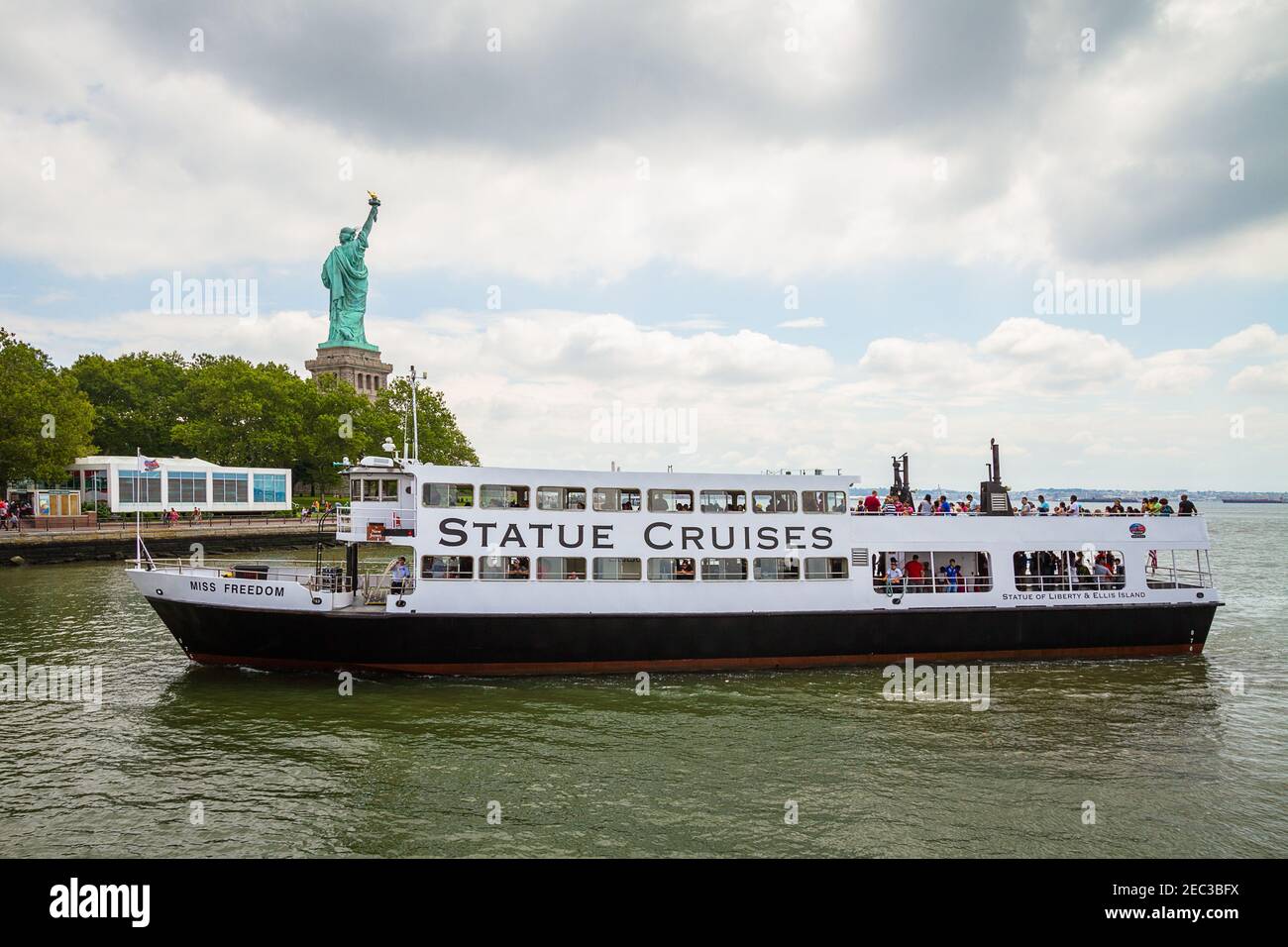 Statue Cruises ferry carrying tourists to the Statue of Liberty with