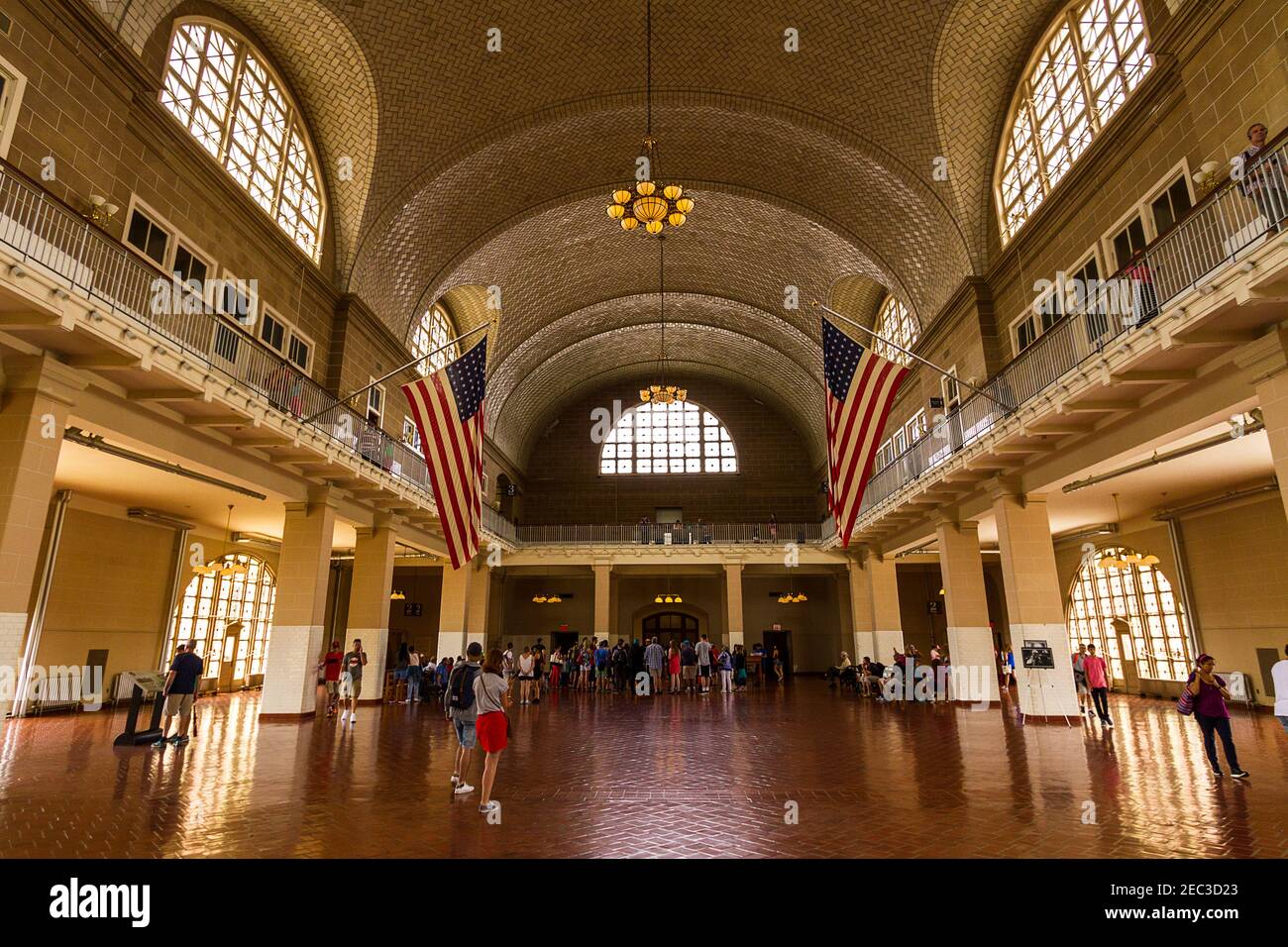 Tourists in the National Museum of Immigration on Ellis Island Stock Photo