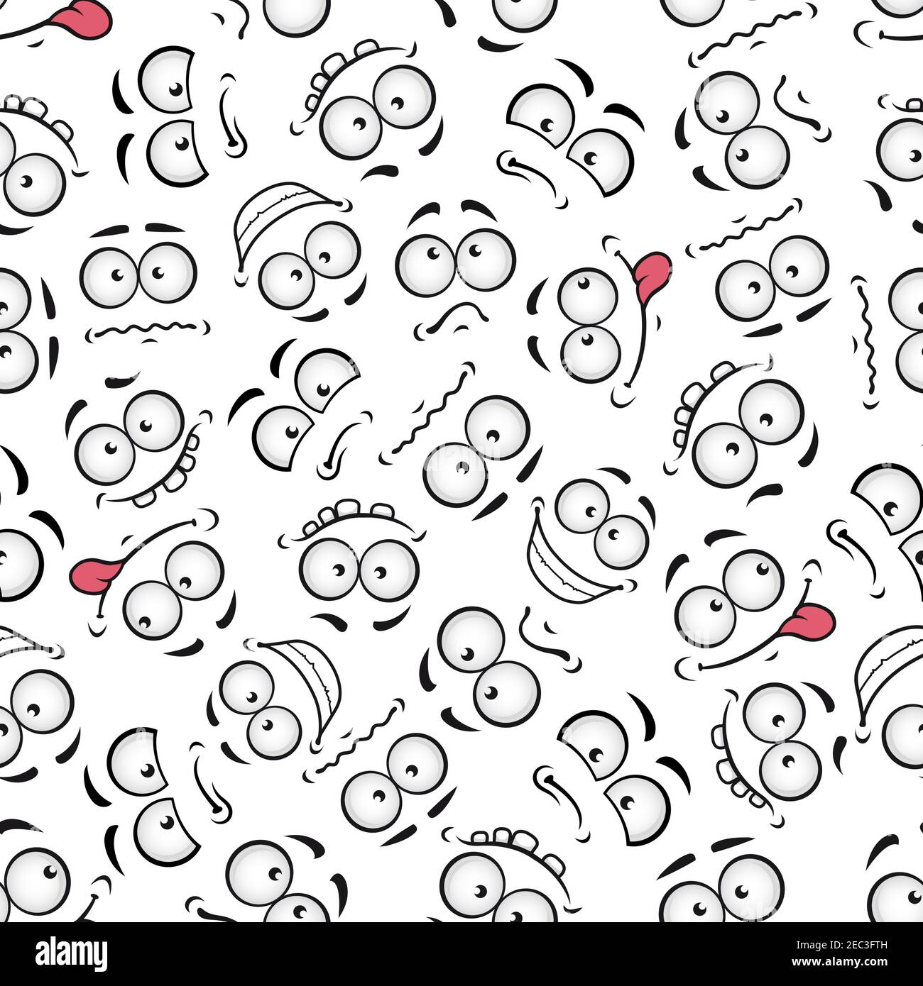 Happy and sad comics faces background with seamless pattern of cute cartoon  characters pulling funny faces. May be use as comics theme or scrapbook pa  Stock Vector Image & Art - Alamy