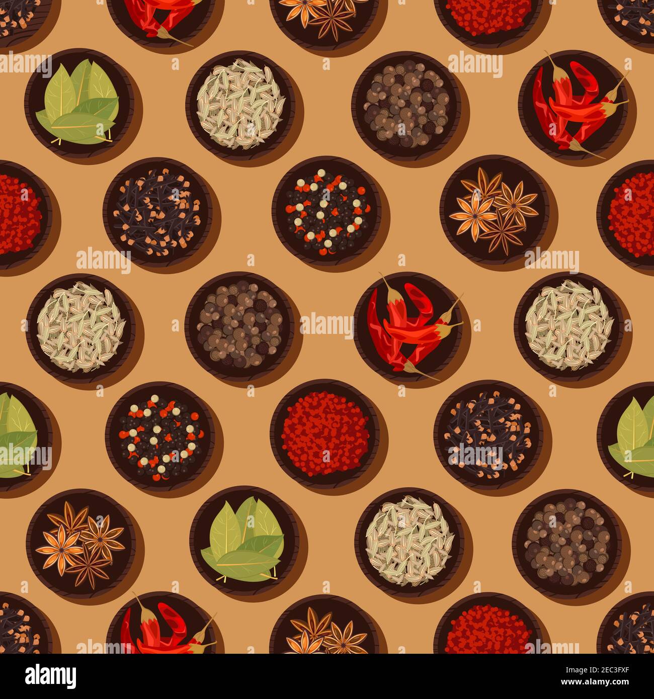 Fragrant and healthy seamless spices and seasonings pattern background ...