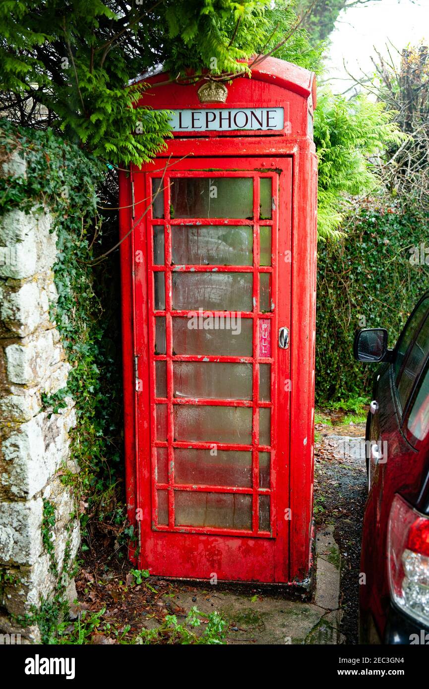 Traditional Red BT Telephone Box Dartmoor, Devon Stock Photo Alamy