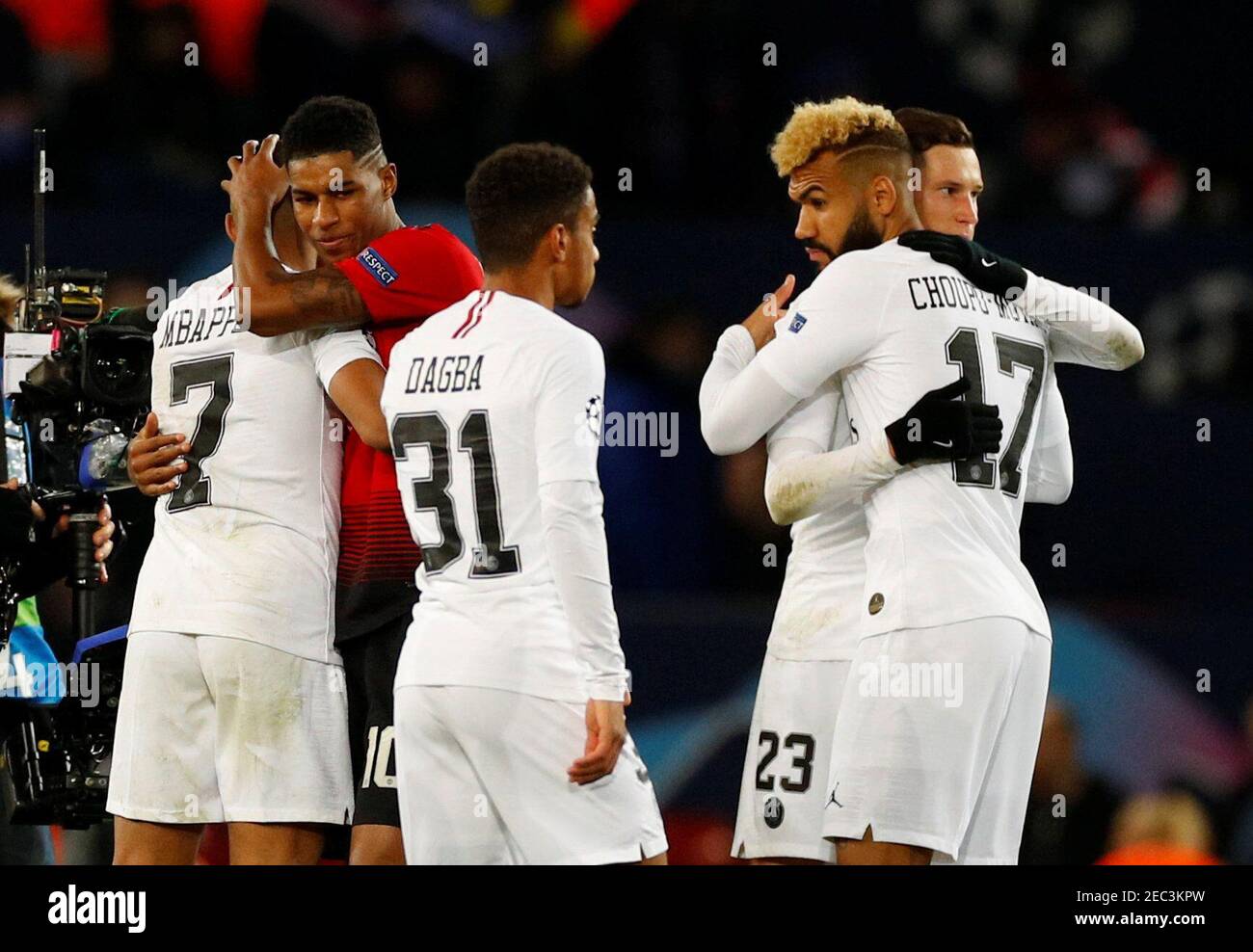Soccer Football Champions League Round Of 16 First Leg Manchester United V Paris St Germain Old Trafford Manchester Britain February 12 19 Manchester United S Marcus Rashford Embraces Paris