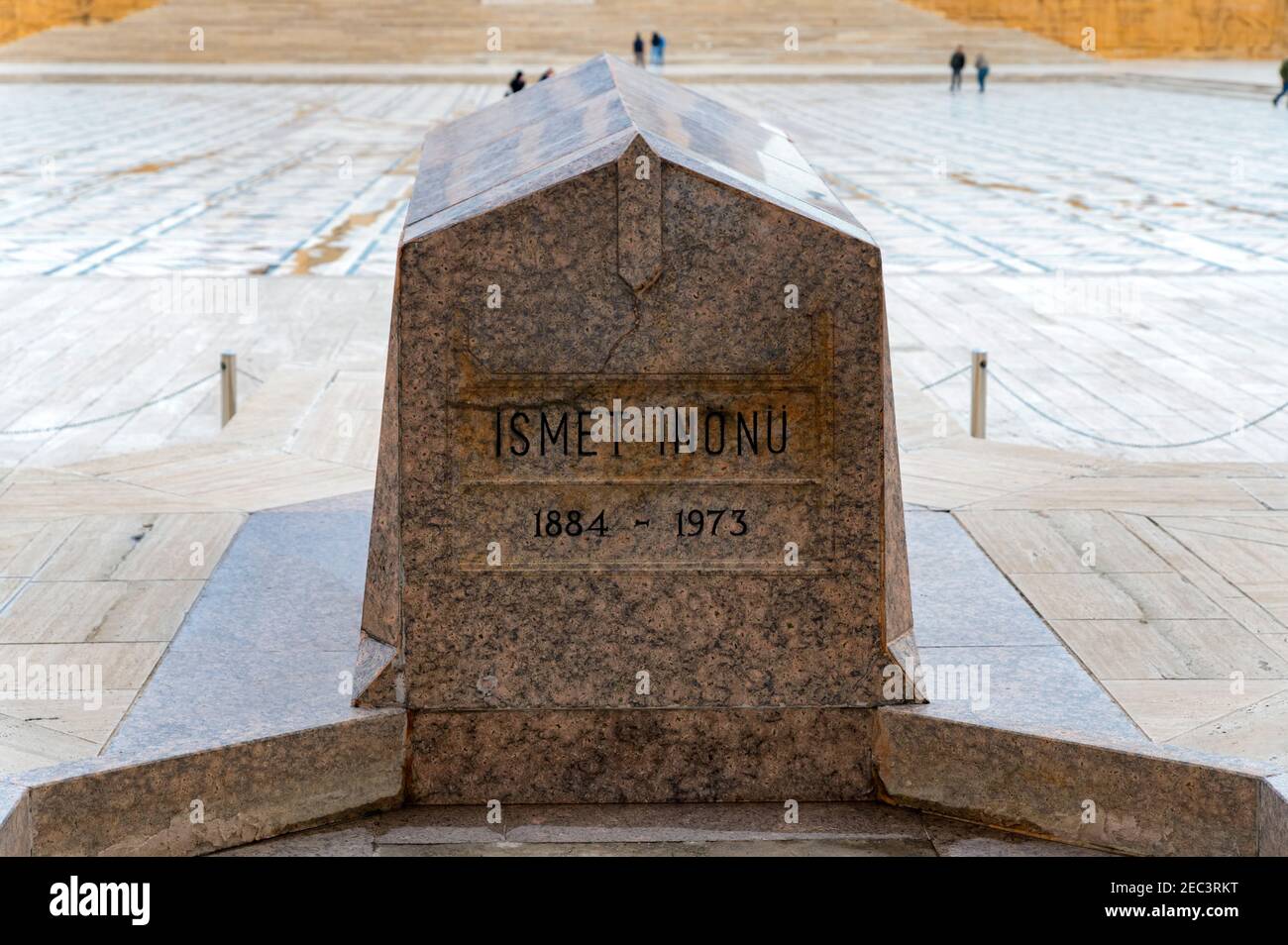 ANKARA, TURKEY - 14 DECEMBER 2020: monumental tomb of Ismet Inonu, the second president of the Republic of Turkey. Ismet Inonu's tomb faces the Mausol Stock Photo