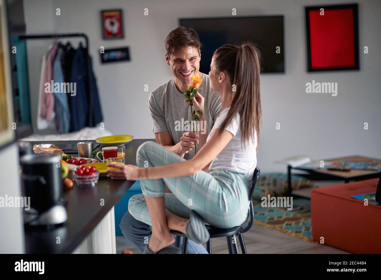 Lovely couple together home hi-res stock photography and images - Alamy