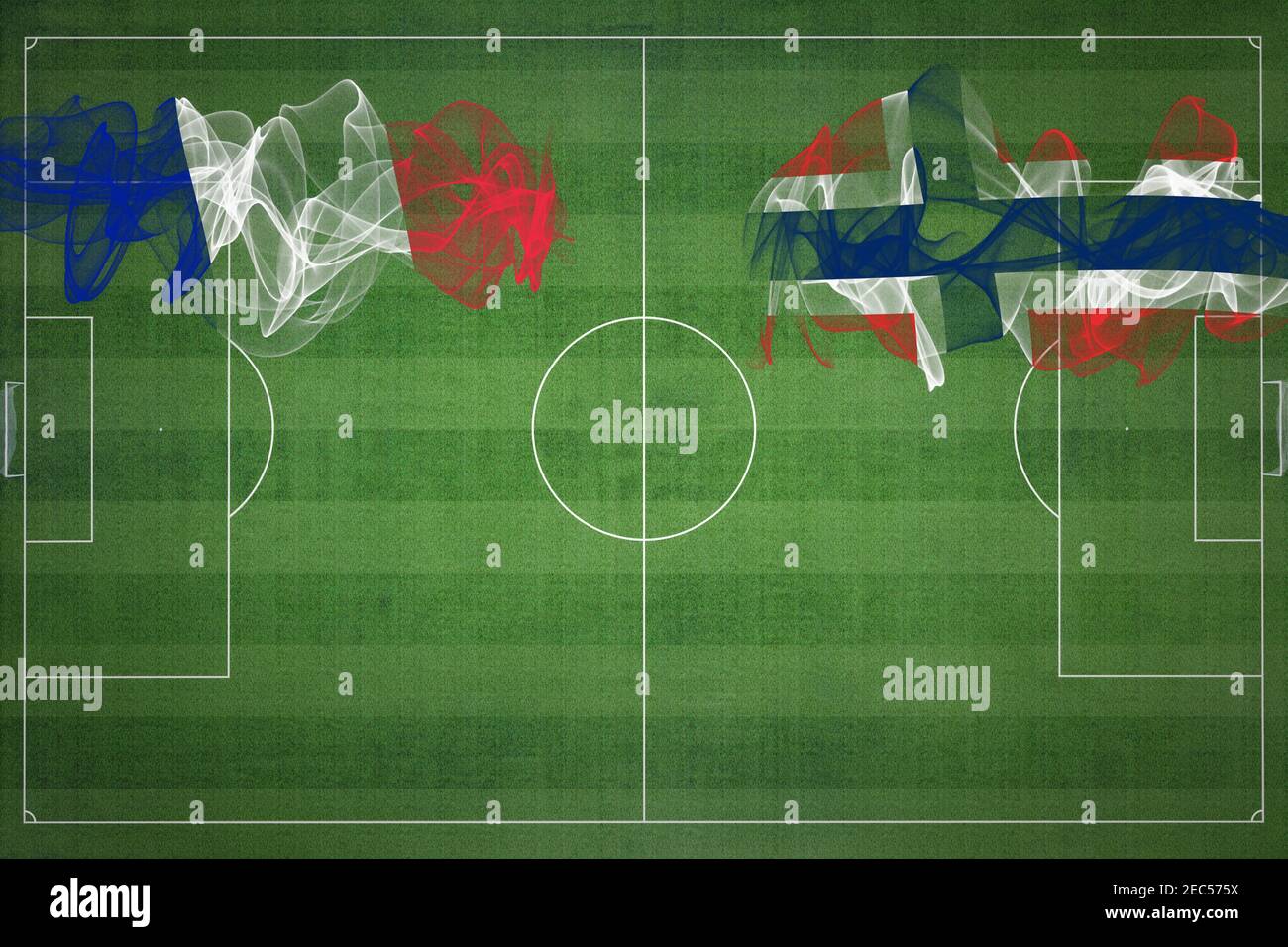 France vs Norway Soccer Match, national colors, national flags, soccer