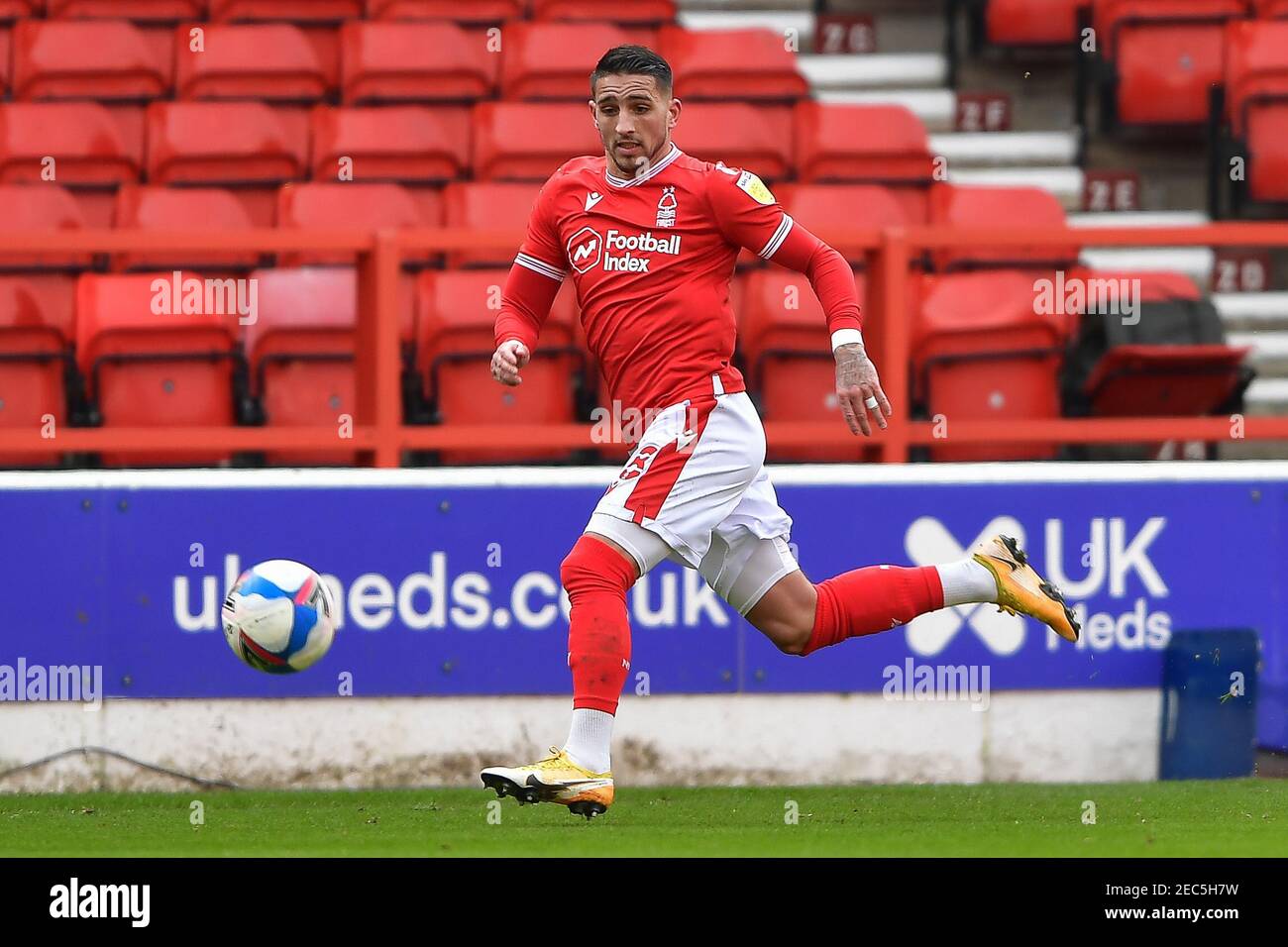 NOTTINGHAM, ENGLAND. FEB 13TH; Anthony Knockaert (28) of Nottingham Forest in action during the Sky Bet Championship match between Nottingham Forest and Bournemouth at the City Ground, Nottingham on Saturday 13th February 2021. (Credit: Jon Hobley | MI News) Credit: MI News & Sport /Alamy Live News Stock Photo