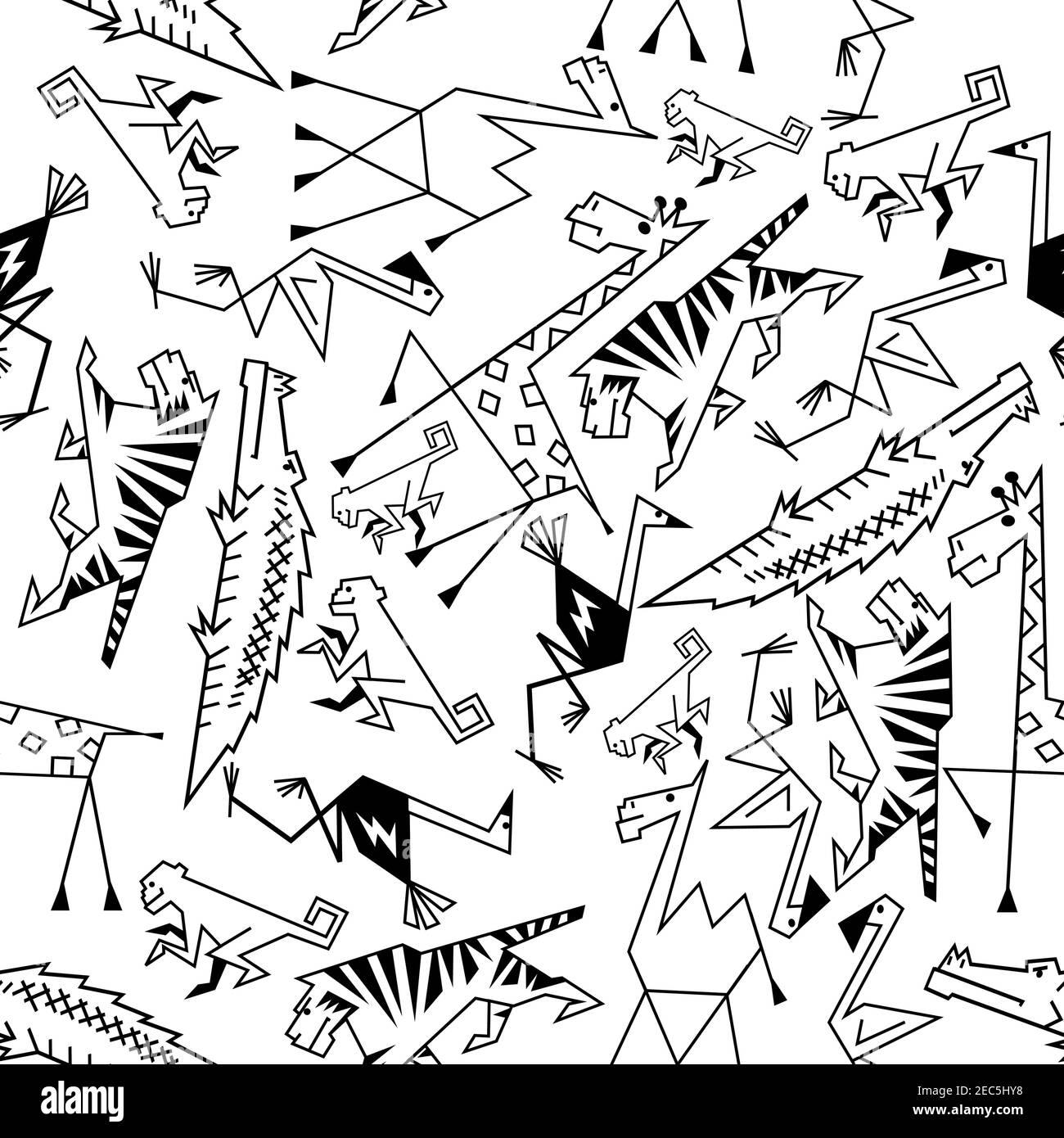 Stylized african animals in Black and White Stock Photos & Images - Alamy
