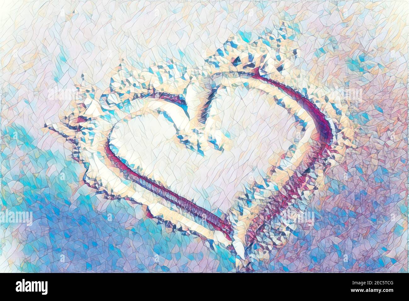 heart in snow, drawing in the snow. Light blue background Stock Photo ...