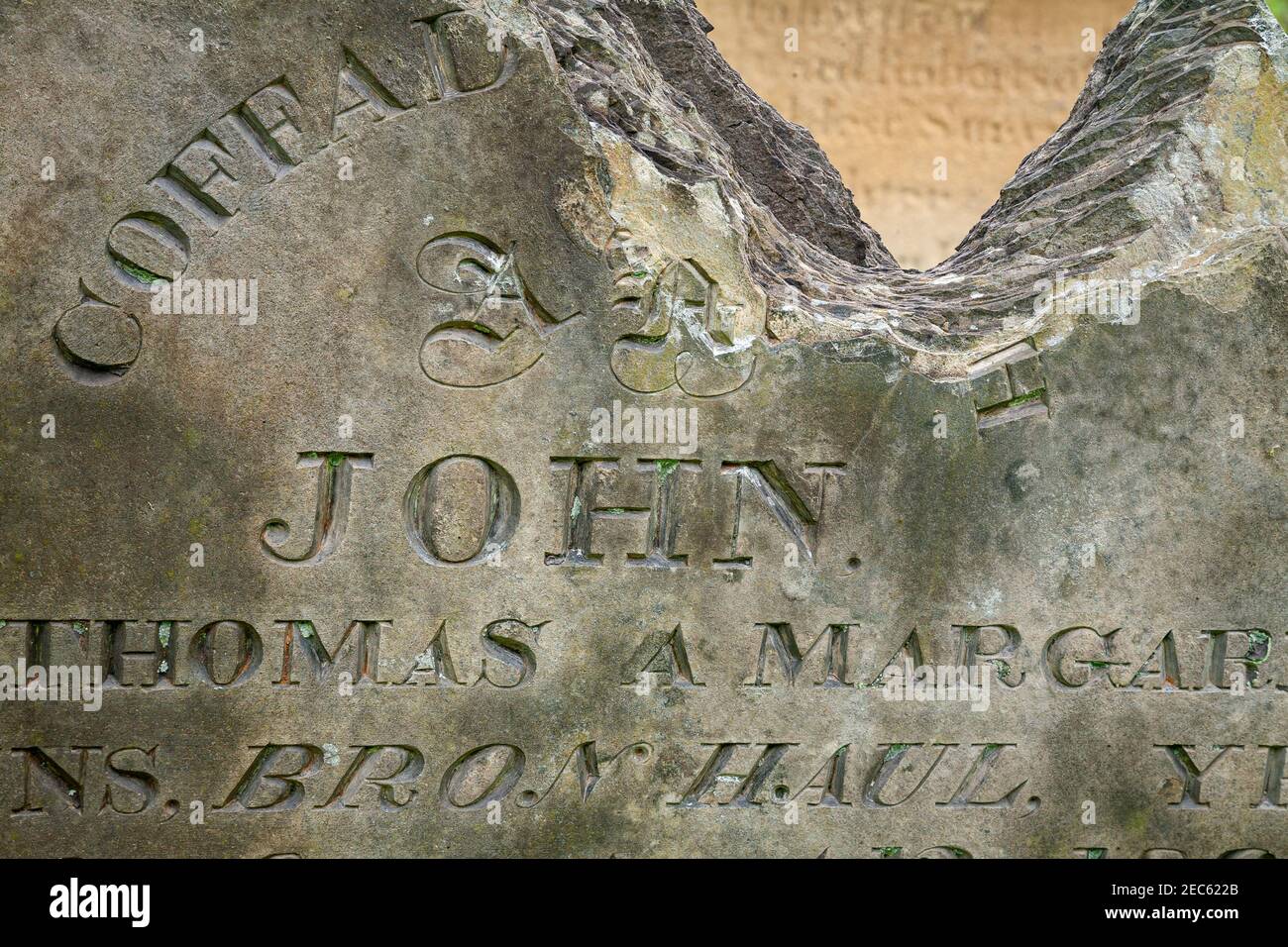 Grave in Llantysilio chuchyard, Wales Stock Photo