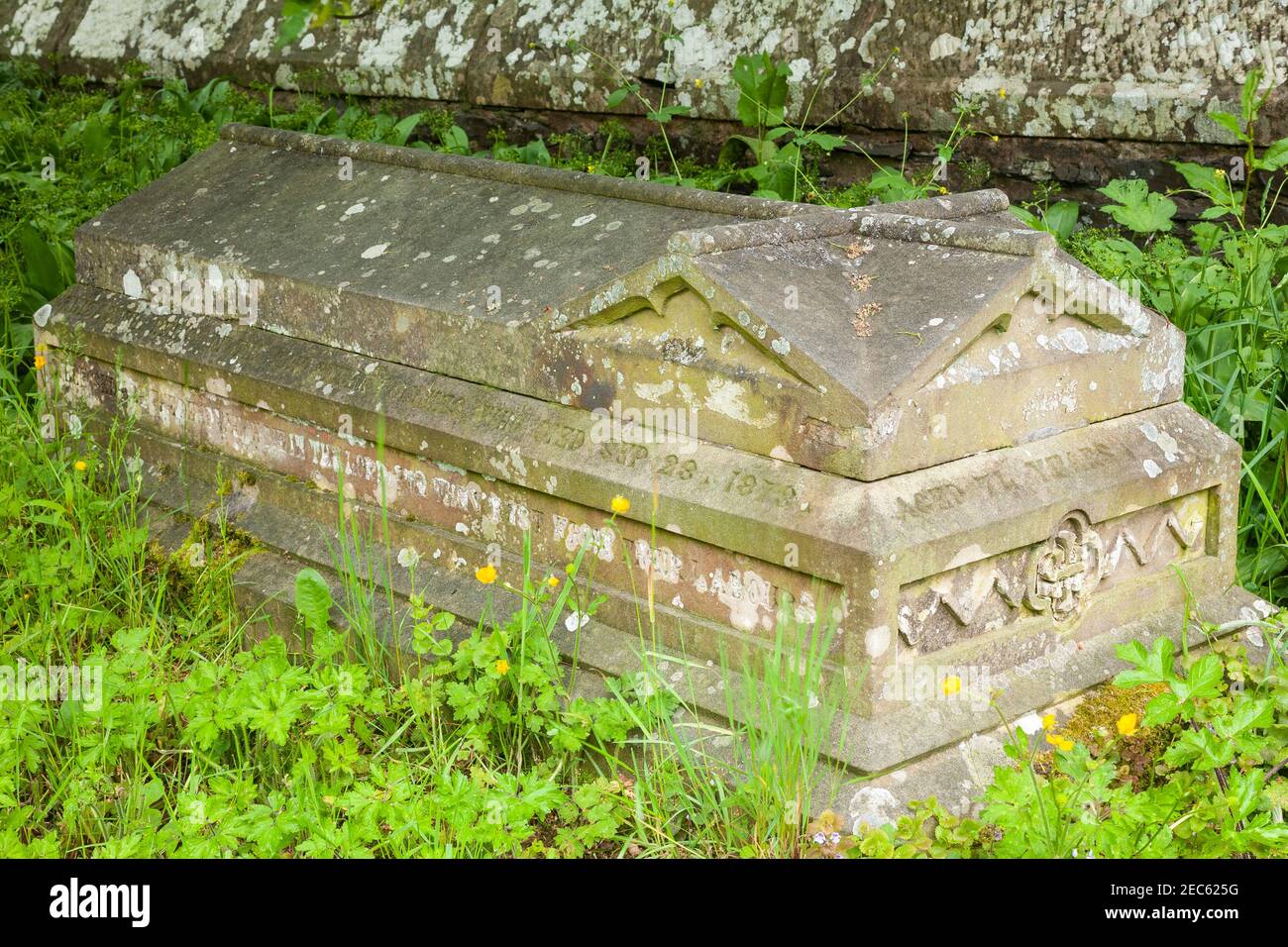 Grave in Llantysilio chuchyard, Wales Stock Photo
