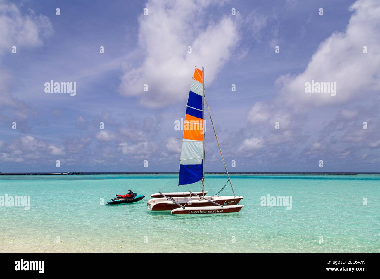 Catamaran Sailing Boat on Maldives Stock Photo Alamy