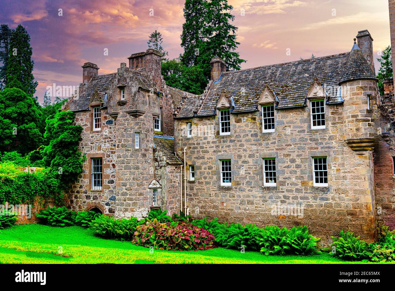 Cawdor Castle, 15th-century tower house home of Dowager Countess Cawdor with  literary connections to William Shakespeare's  Macbeth, Nairn, Scotland Stock Photo