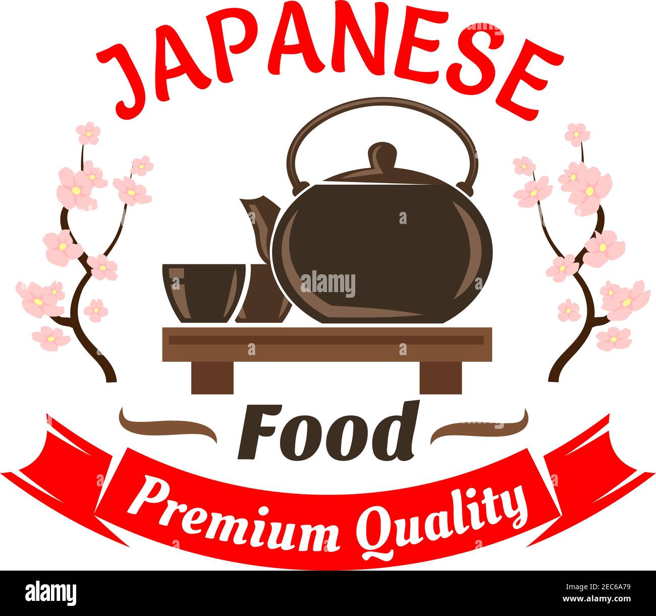 Japanese ceremonial tea set icon for oriental cuisine restaurant design ...