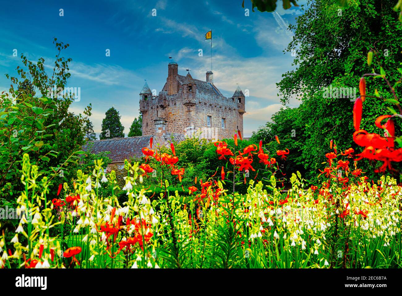Cawdor Castle, 15th-century tower house home of Dowager Countess Cawdor with  literary connections to William Shakespeare's  Macbeth, Nairn, Scotland Stock Photo
