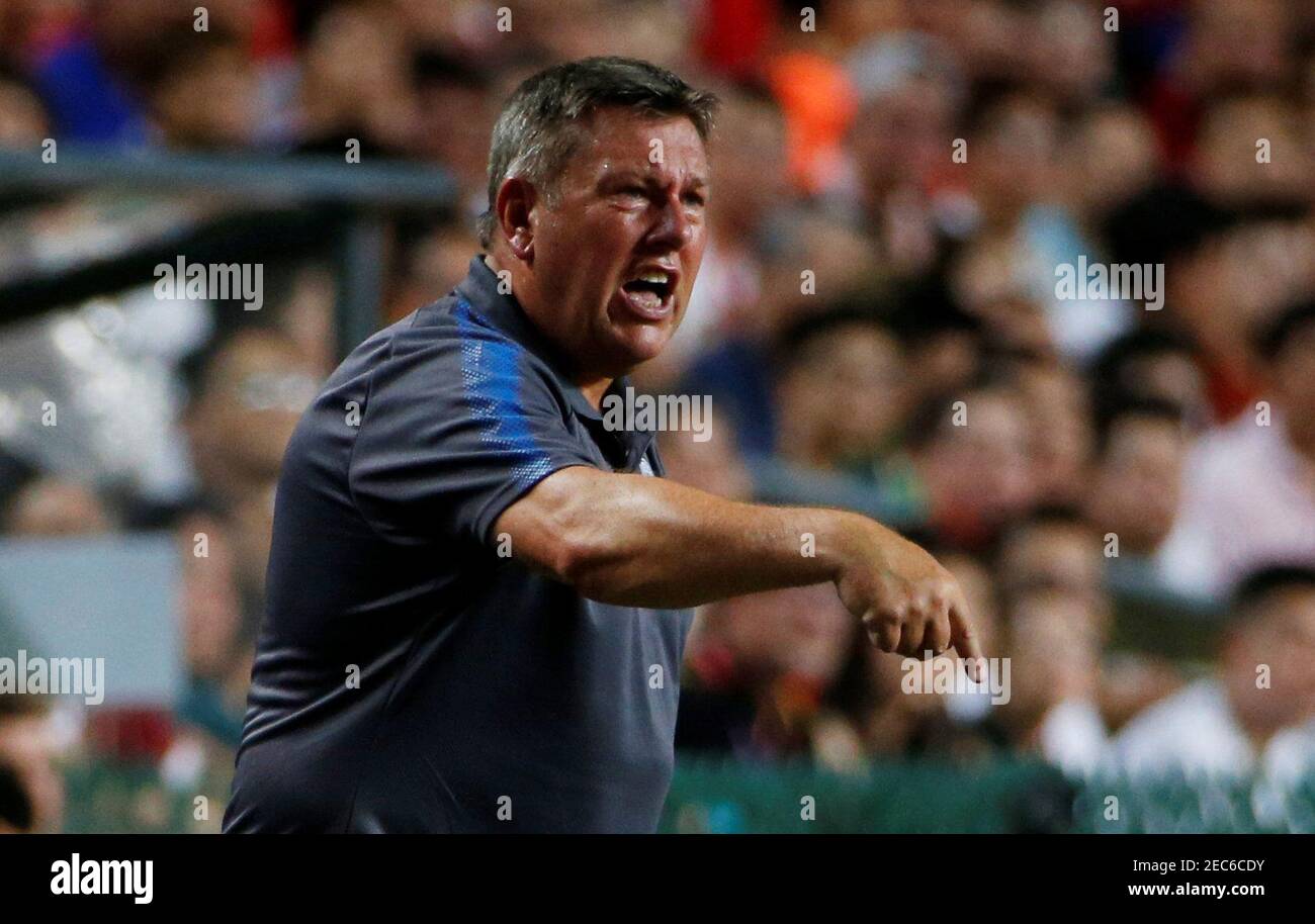 Soccer Football - Leicester City v Liverpool - Pre Season Friendly - The Premier League Asia Trophy - Final - June 22, 2017   Leicester City manager Craig Shakespeare gestures   REUTERS/BOBBY YIP Stock Photo