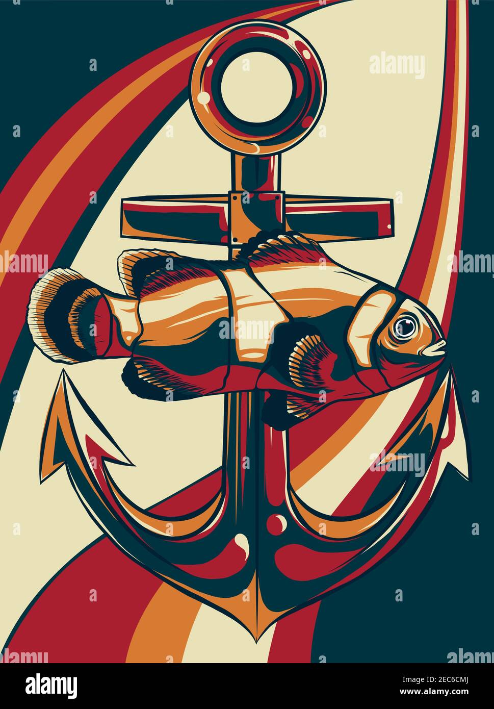 fish anchor vector illustration line art quality Stock Vector Image & Art Alamy