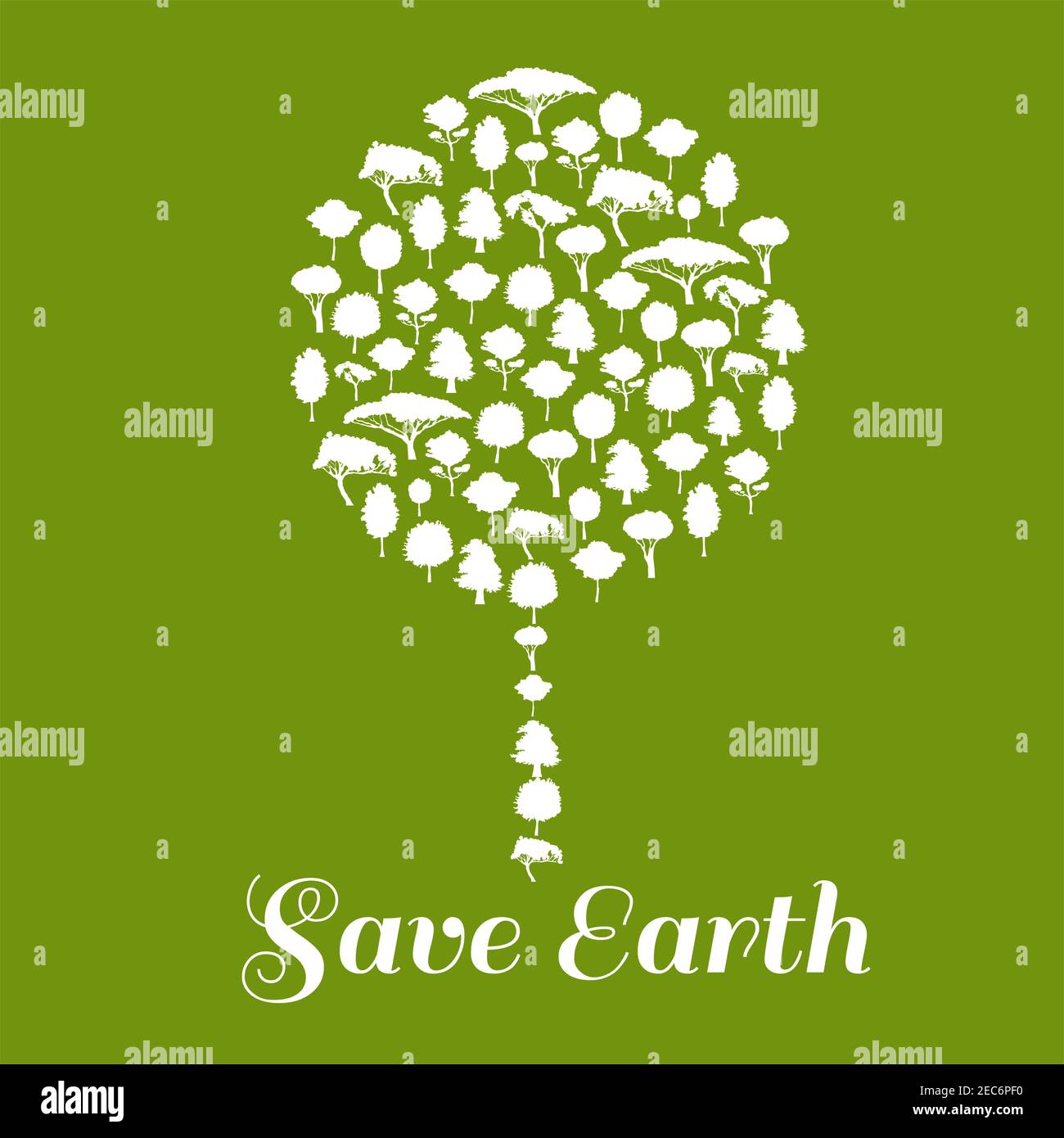 Save Earth poster. Green environment protection icon. Big tree symbol ...