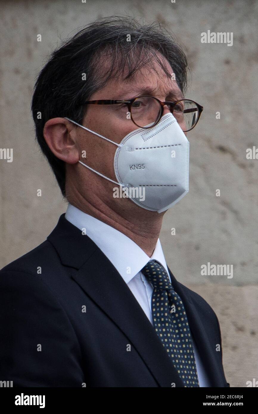 Rome, Italy. 13th Feb, 2021. Roberto Garofoli, Secretary of the Council of Ministers. The new Italian Government, lead by Professor and former President of the European Central Bank Mario Draghi, leaves the Quirinale Palace after swearing in front of the President of the Italian Republic, Sergio Mattarella. This is the 67th Government of Italy. Credit: LSF Photo/Alamy Live News Stock Photo