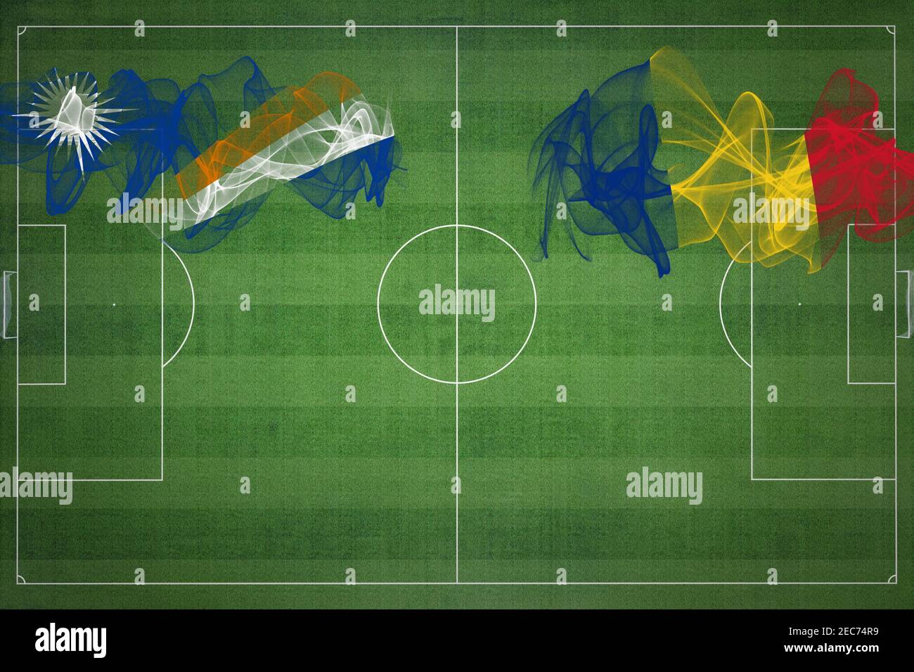 Marshall Islands vs Romania Soccer Match, national colors, national