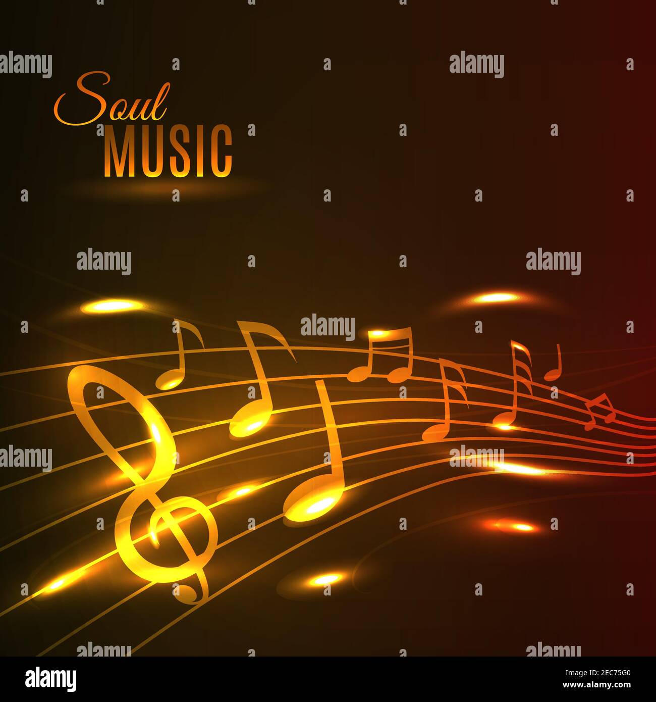 Soul Music poster. Shining golden music notes on stave. Background for  banner, flyer, card, radio, festival, concert, opera, advertising web  design Stock Vector Image & Art - Alamy