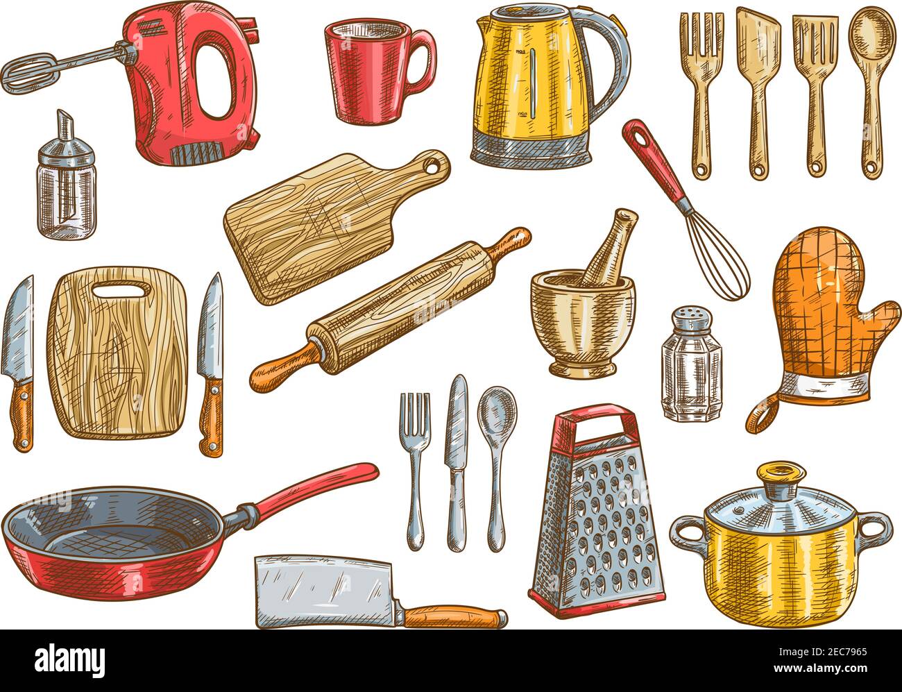 Set kitchen utensils collection appliances Vector Image