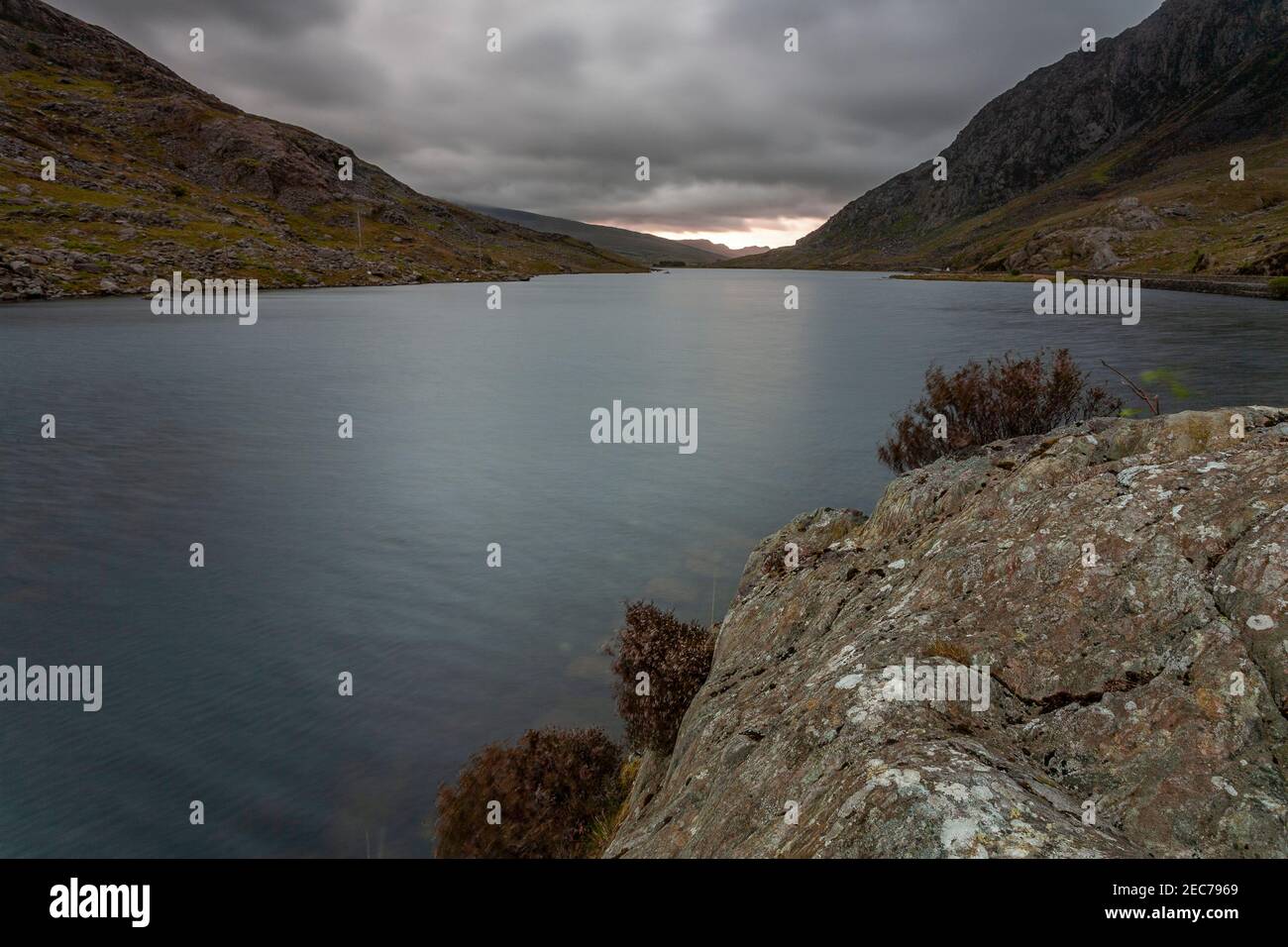 Llyn Ogwen, Snowdonia, North Wales under stormy skies Stock Photo