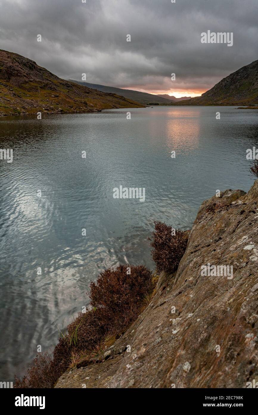 Llyn Ogwen, Snowdonia, North Wales under stormy skies Stock Photo