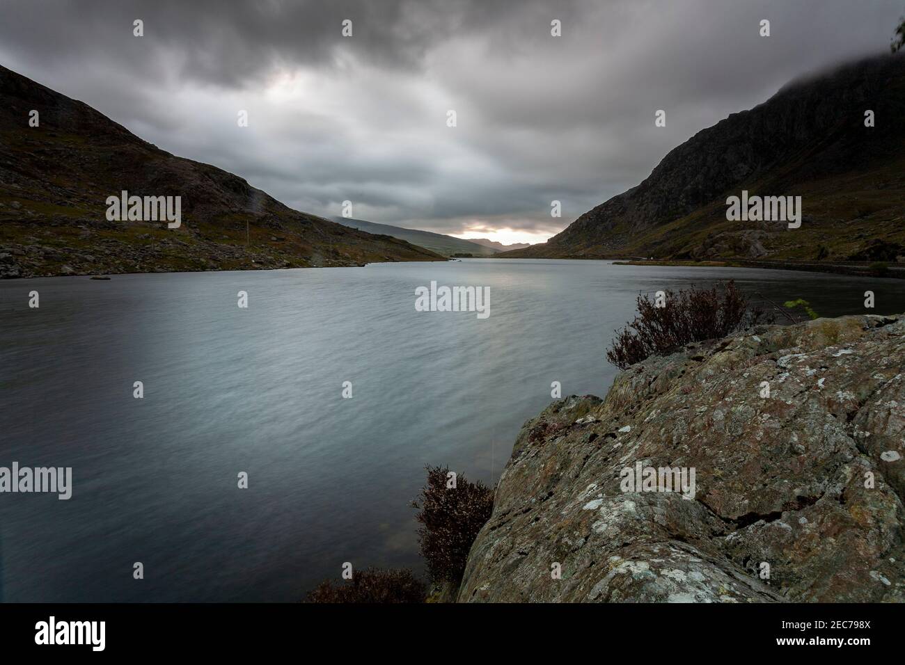 Llyn Ogwen, Snowdonia, North Wales under stormy skies Stock Photo