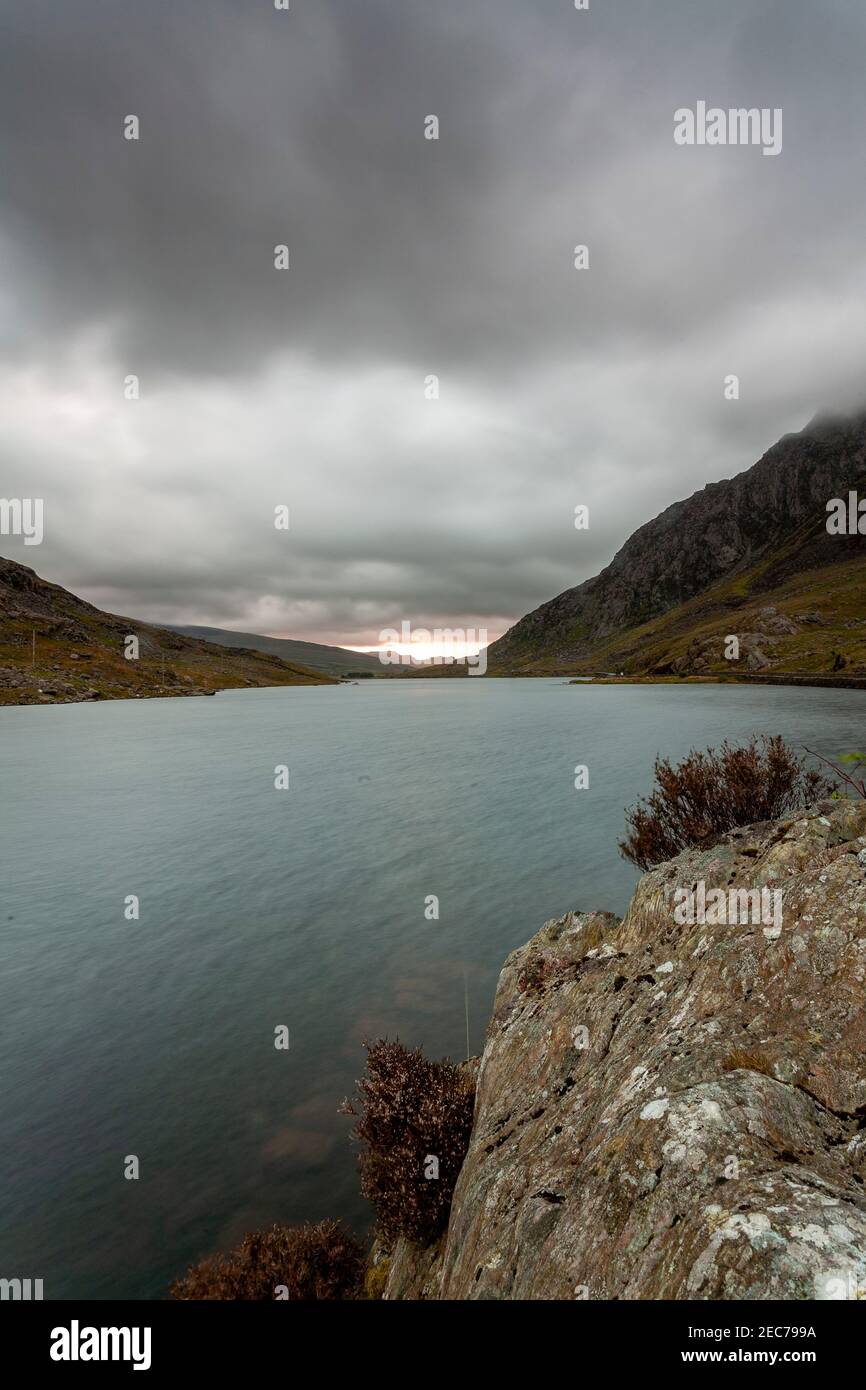 Llyn Ogwen, Snowdonia, North Wales under stormy skies Stock Photo