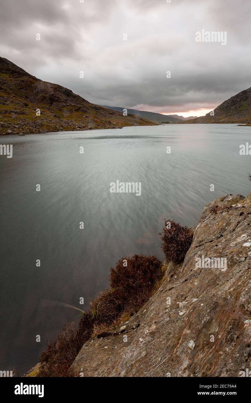 Llyn Ogwen, Snowdonia, North Wales under stormy skies Stock Photo