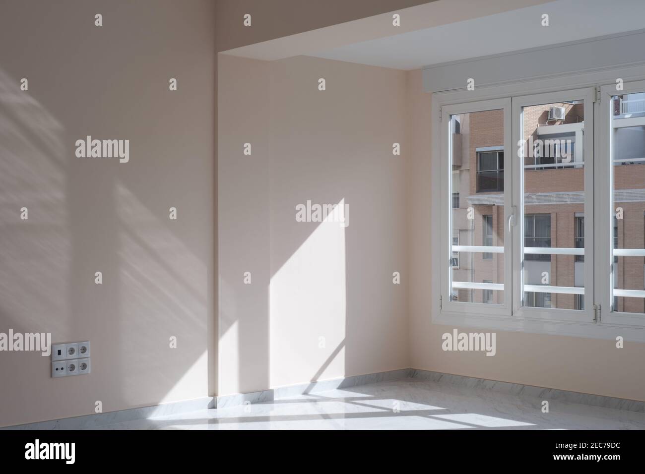 Interiors of a modern house, with large windows Stock Photo - Alamy