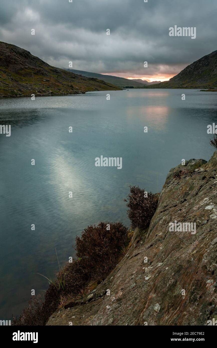 Llyn Ogwen, Snowdonia, North Wales under stormy skies Stock Photo