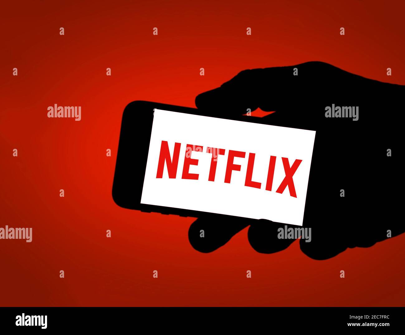 Netflix logo on mobile device Stock Photo