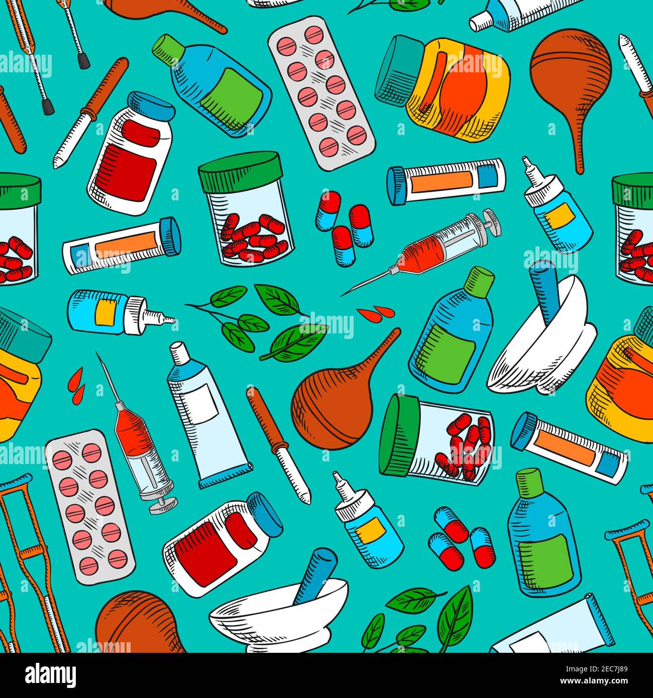 Medical Treatments And Medication Icons Seamless Wallpaper Background 