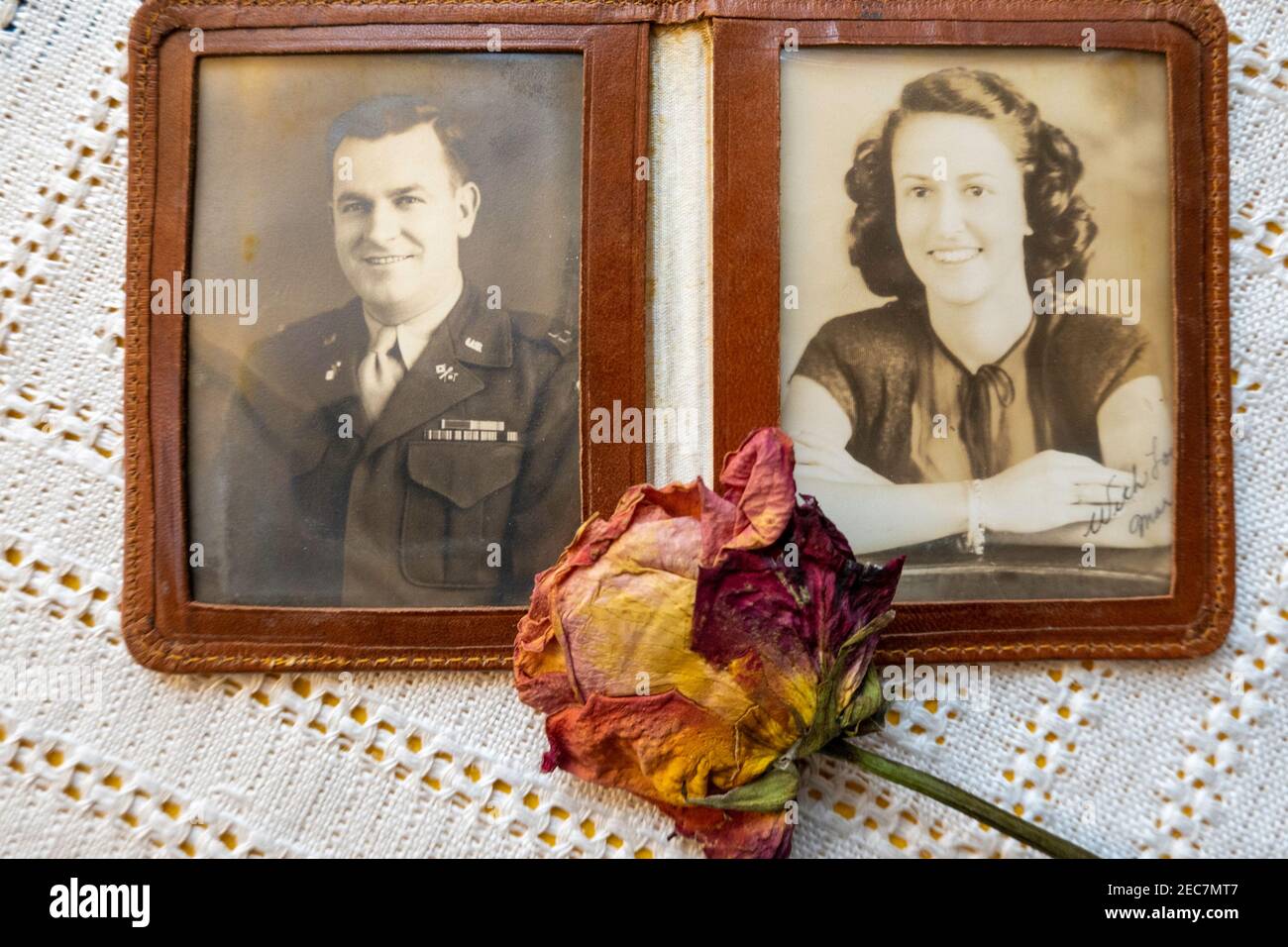 Still life of a military couple during WWII, USA Stock Photo