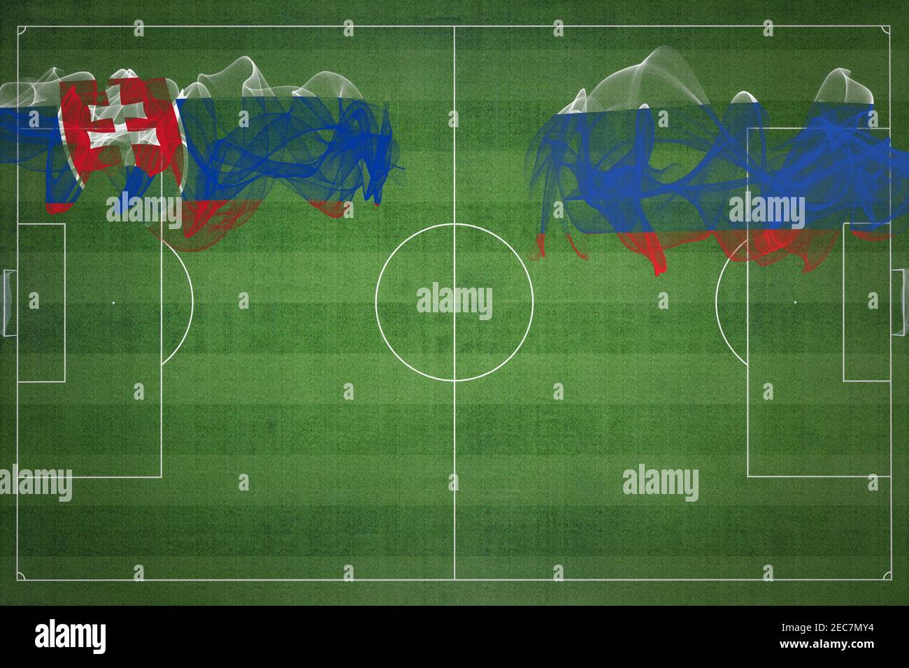 Slovakia vs Russia Soccer Match, national colors, national flags