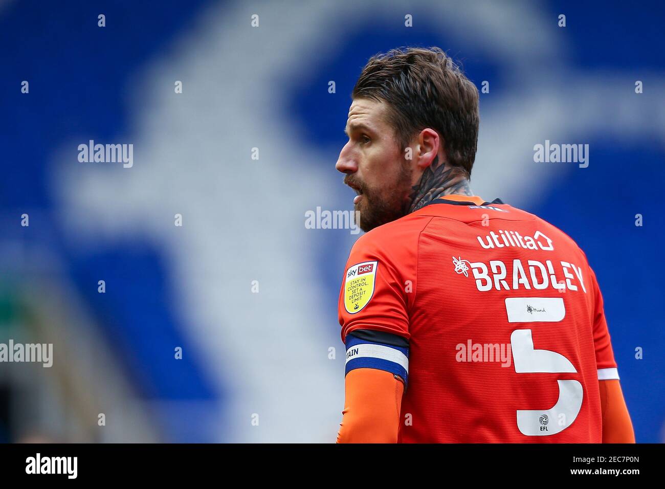 Sonny Bradley 5 of Luton Town during the game against Birmingham City