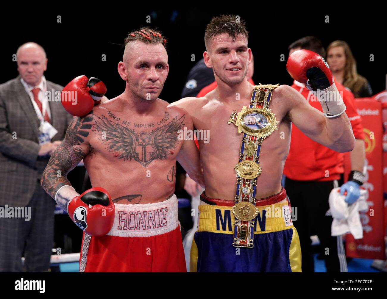 Boxing Britain - Martin Joseph Ward v Ronnie Clark - Super Featherweight -  SSE Arena, Wembley - 26/11/16 Martin Joseph Ward and Ronnie Clark pose  after the fight Mandatory Credit: Action Images /