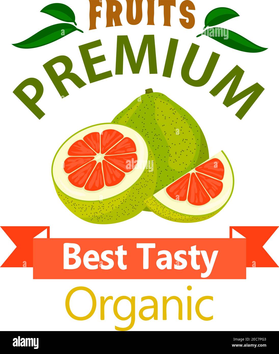 Pomelo organic fruit poster. Vector icon for grocery, farm stores ...