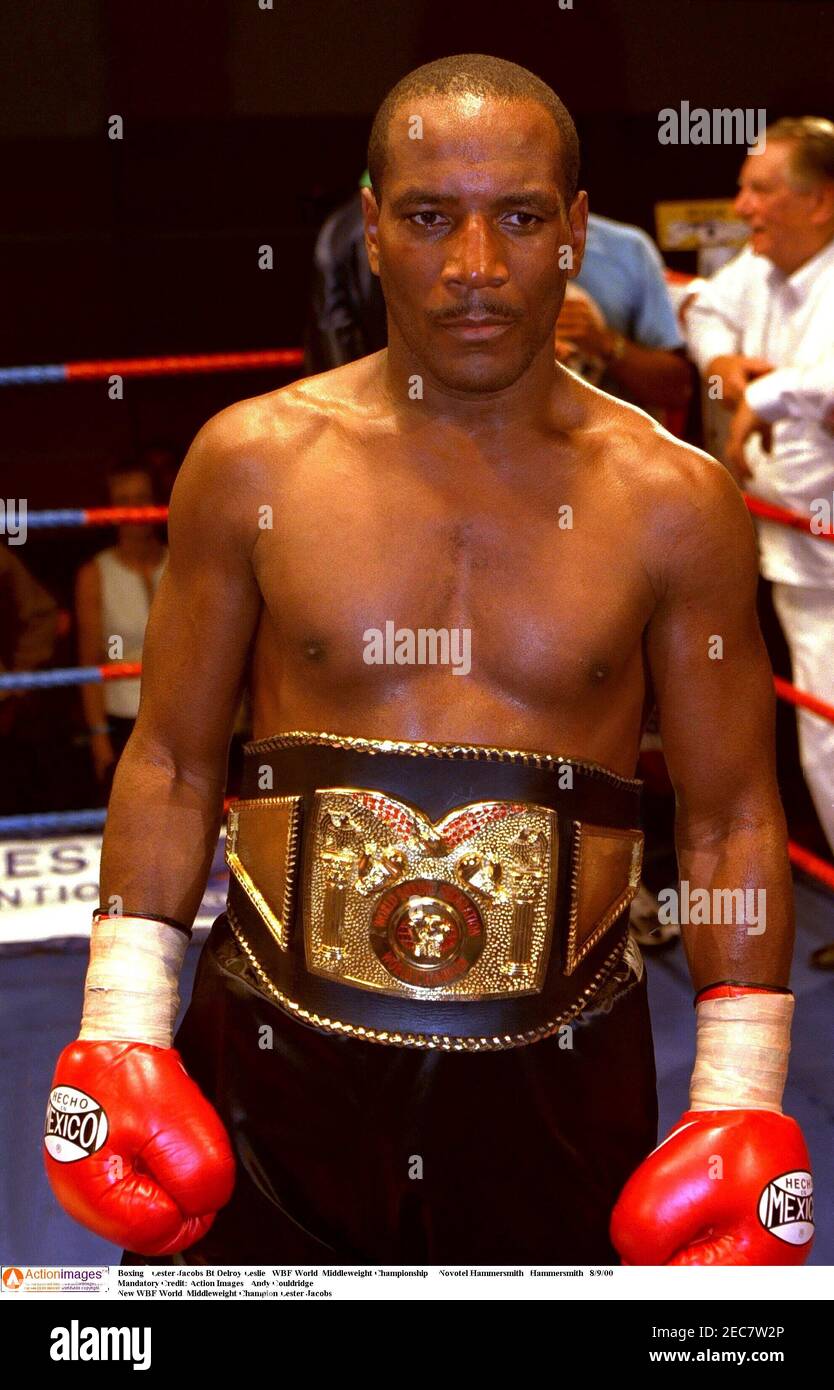 Boxing - Lester Jacobs Bt Delroy Leslie , WBF World Middleweight Championship , Novotel Hammersmith , Hammersmith , 8/9/00 Mandatory Credit: Action Images Couldridge New WBF World Middleweight Champion Lester Jacobs Stock Photo -