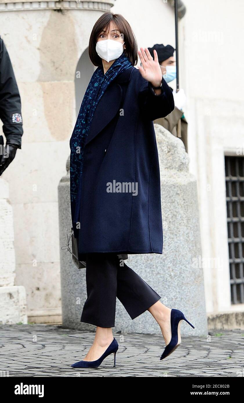 2/13/2021 - Mara Carfagna appointed Minister for the South in Mario Draghi's new government arrives at the Quirinale for the swearing-in ceremony (Photo by IPA/Sipa USA) Stock Photo