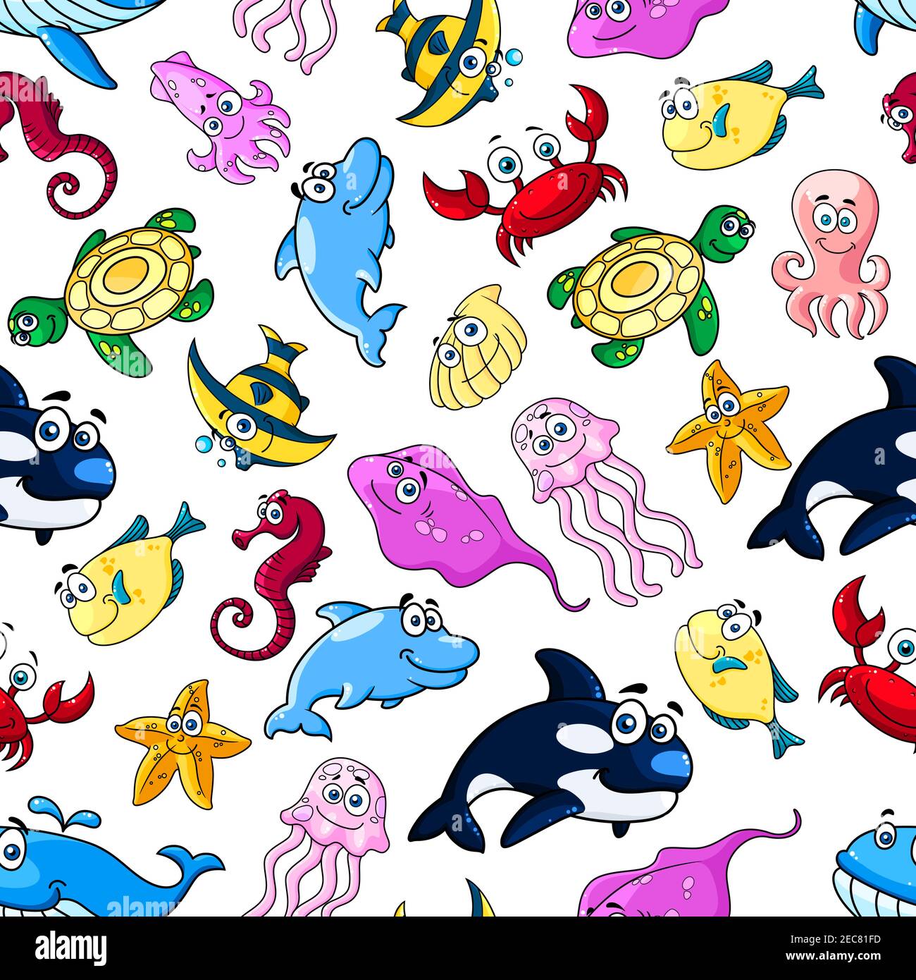 Cute Cartoon Fishes Wallpaper