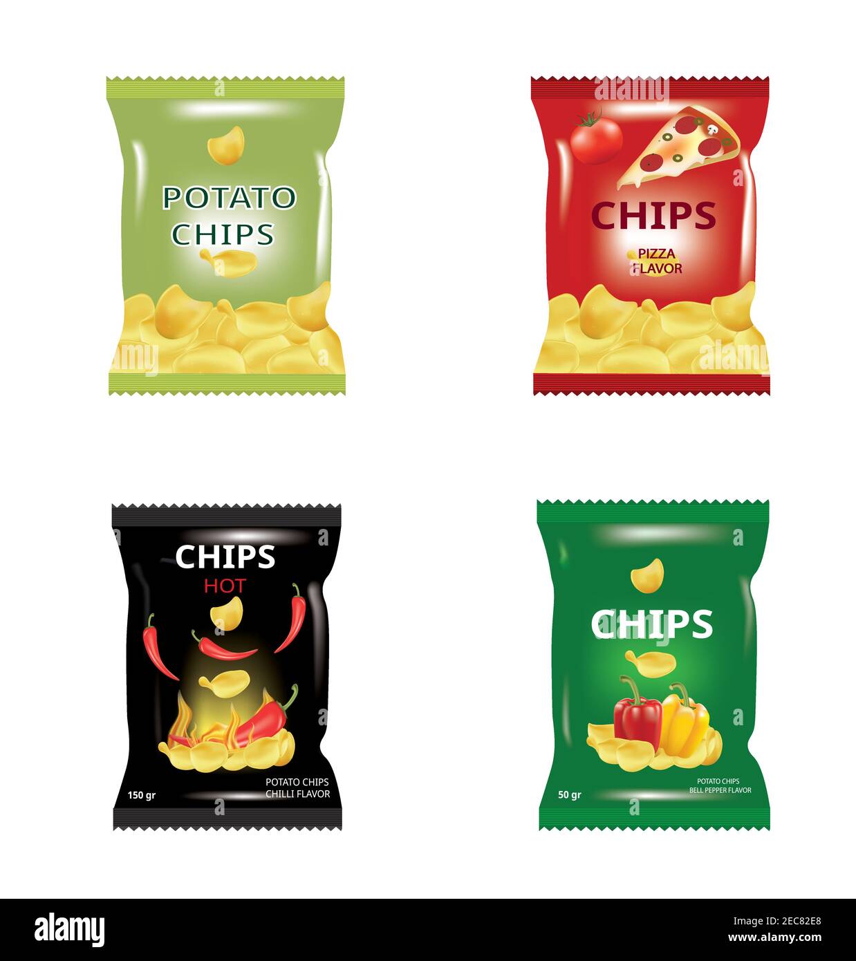Potato chips bags. vector illustration Stock Vector Image & Art Alamy