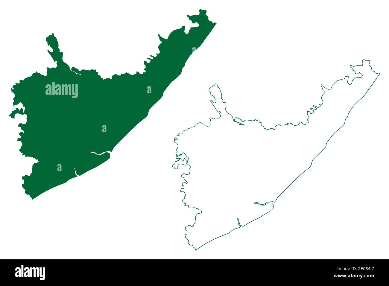 Srikakulam district (Andhra Pradesh State, Republic of India) map vector illustration, scribble sketch Srikakulam map Stock Vector