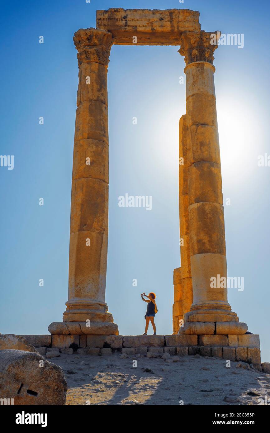 Remains of the Temple of Hercules on the Citadel, Amman, Jordan. The ancient Roman Philadelphia Stock Photo
