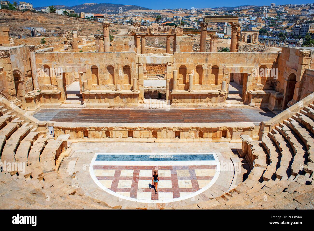 Roman theater or Jerash near Amman, Jordan, Middle East, Asia Stock Photo