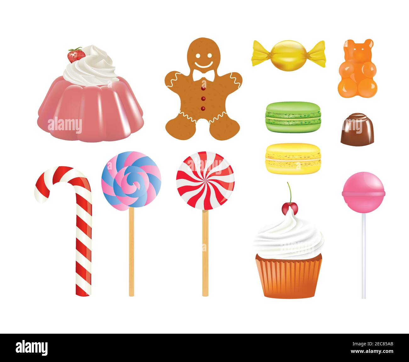 Various sweets set. vector illustration Stock Vector