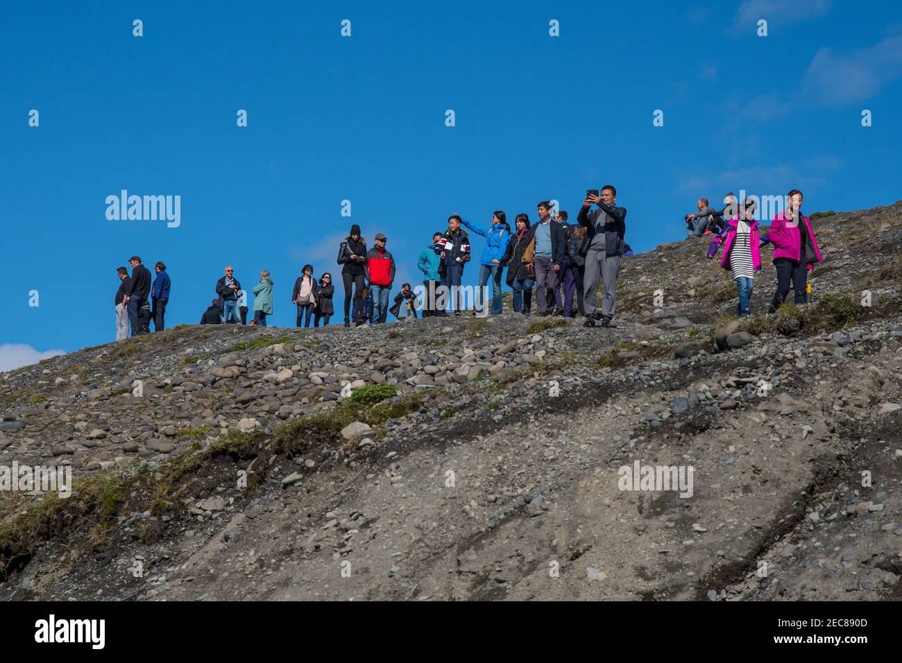 Jokulsarlon Iceland - August 18. 2018: Tourists visiting the Jokulsarlon Glacier Lagoon in Iceland Stock Photo