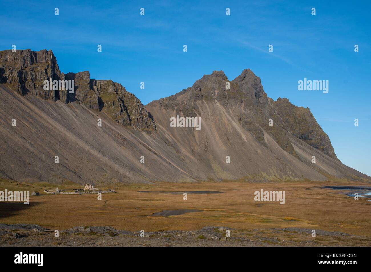 Famous mountain Horn in south Iceland on a sunny autumn day Stock Photo